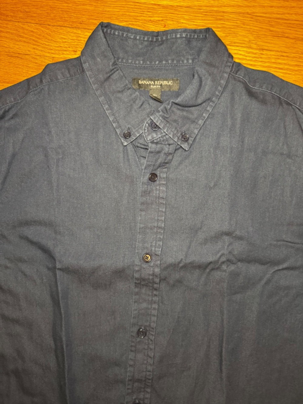 Banana Republic Slim Fit Denim Shirt Large Tall LT Extra Dark Wash